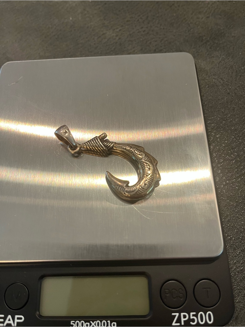 Sterling Silver Fish Hook Pendant - Men Accessories - Picture 2 of 5